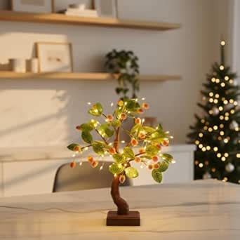 Buy NYRWANA Bonsai LED Desk Tree Lamp with Strawberry Bead Lights ...