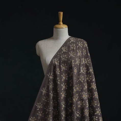 Brown Natural Dyed Cotton Hand Block Dabu Bagru Print Fabric