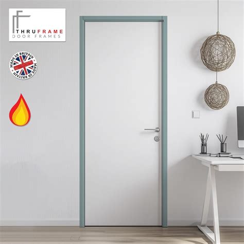 Single Fire Door Frame Kit in Sage Sky Primed MDF - Suits 30 Minute Fi