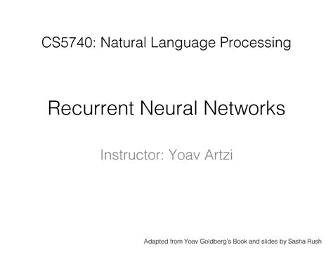 Acceptor - Recurrent Neural Networks Instructor: Yoav Artzi CS5740 ...