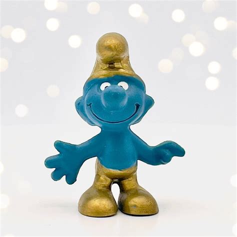 Peyo Smurfs GOLD Smurf Figure RARE Vintage Original India | Ubuy