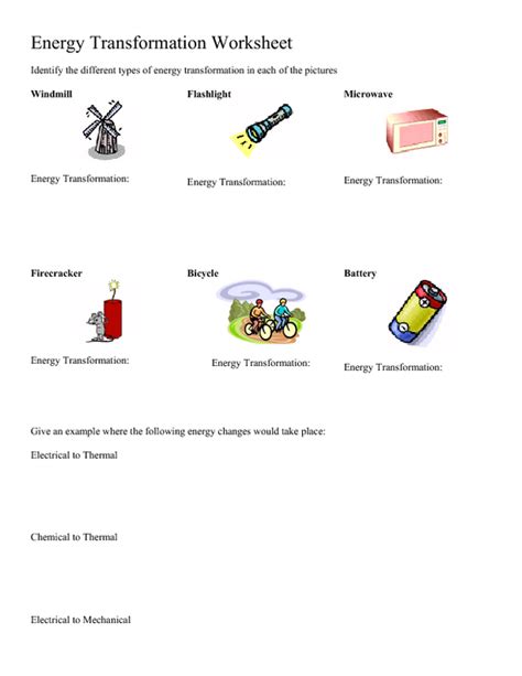 Energy Transformation Worksheet Key 的图像结果