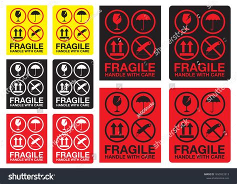 Fragile Handle Care Sticker Design Vector Stock Vector (Royalty Free ...