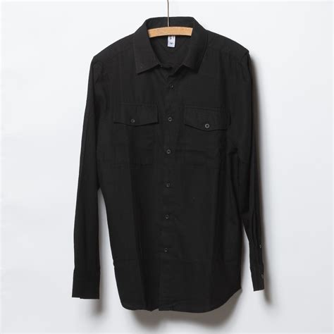 Solid Black Flannel Button Down Shirt - goldensupplyco.com