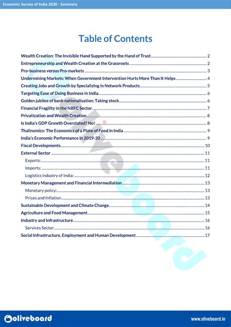 Economic-Survey-Summary-2020 - Table of Contents Wealth Creation: The ...