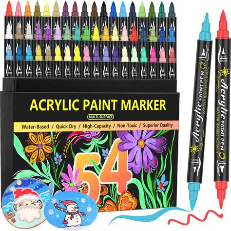Amazon.com: SELEAD 60 Acrylic Paint Pens with Brush Tip, Round Tip ...