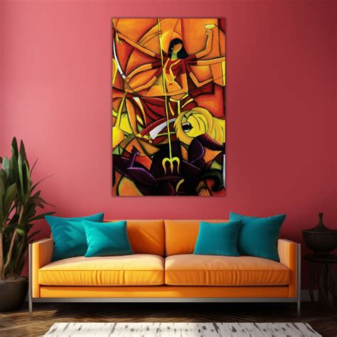 Goddess Durga Wall Painting for Living Room, Bedroom, Office, Hotels ...