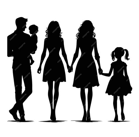 Premium Vector | Family four persons parents and two children ...