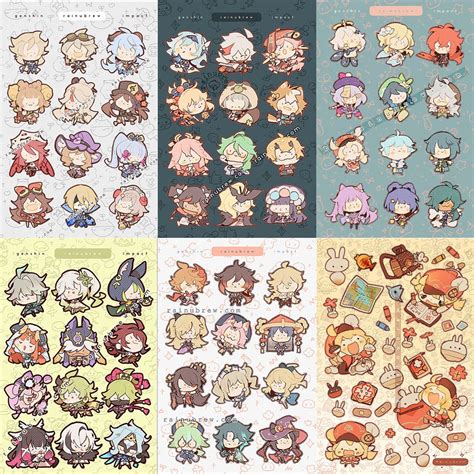 Genshin Impact Vinyl Sticker Sheets - White & Teal Collection || 4"x6" Waterproof Vinyl Matte ...