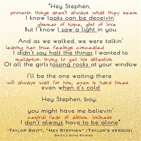 What Does "Hey Stephen" Really Mean? Full Lyrical Analysis - Swiftly ...