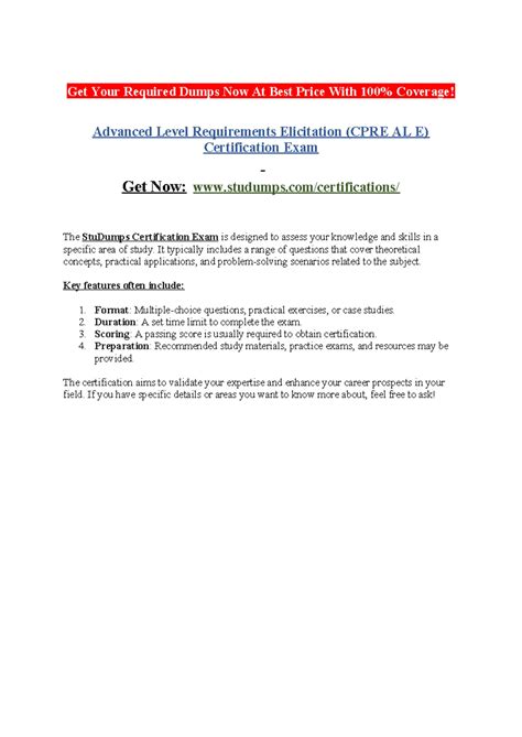 Advanced Level Requirements Management (CPRE AL MAN) Certification Exam ...