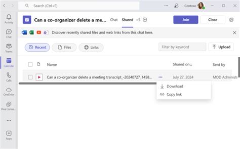 Image result for Teams Conference Saving Transcript