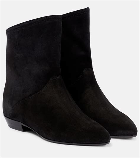 Black Suede Ankle Boots Flat