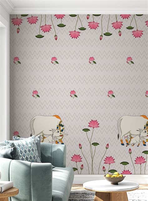 Buy Indian Pichwai Wallpaper Mural, Cow and Lotus Pichwai Wallpaper for ...
