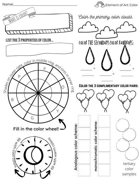 Color Theory Worksheet 12 Part Colour Wheel And Colour Theory