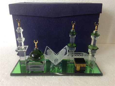 Crystal Glass Big Set Of Makkah Kaaba Quran Hakeem Masjid | Desertcart ...