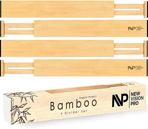 Adjustable & Expandable Bamboo Drawer Dividers- Spring Loaded Wood ...