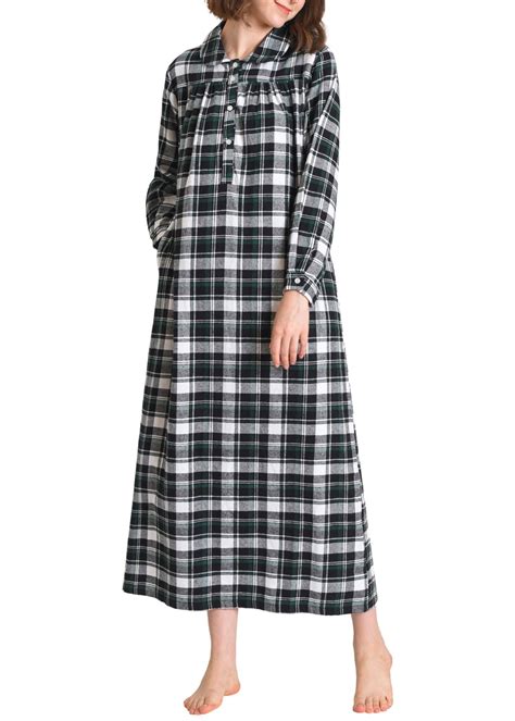 Women's Long Flannel Nightgown Long Sleeve Floor Length – Latuza
