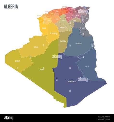 Algeria political map of administrative divisions - provinces. Colorful spectrum political map ...