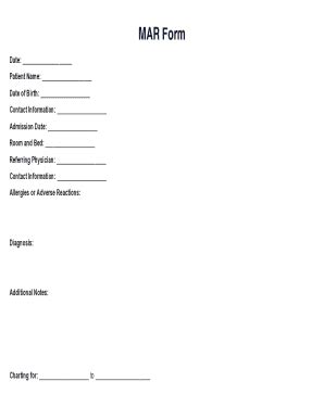 Fillable Online MAR Form Template PDF. Record your patient's medication ...