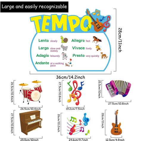 Buy 14 Pieces Music Classroom Posters Music Elements Bulletin Board Set ...