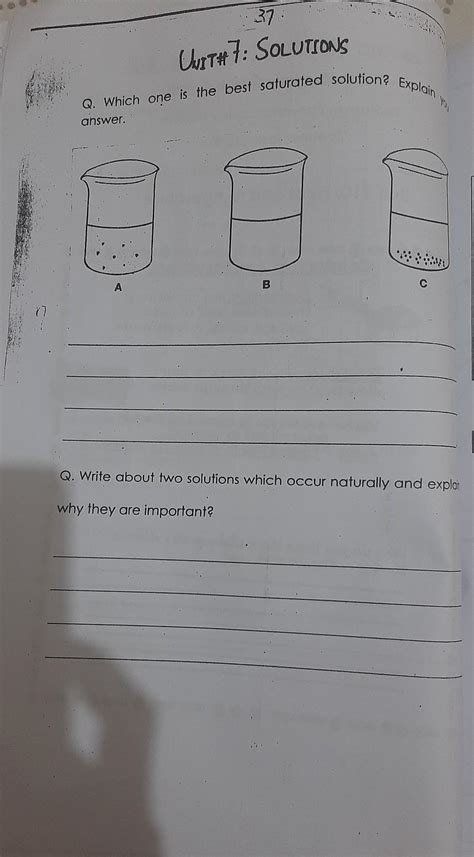 UNITH 7: SOLUTIONSQ. Which one is the best saturated solution? Explain ...