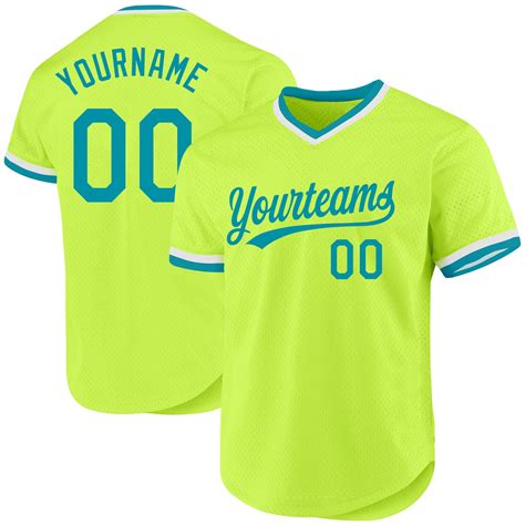 Neon Green Teal-White Throwback Name Baseball Jerseys For Men & Women ...