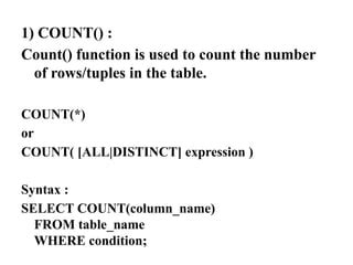 Image result for Aggregate DBMS Examples