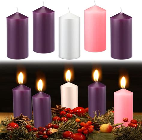 Amazon.com: MTLEE 5 Pcs Christmas Advent Pillar Candle 3x6 Inch Candle ...
