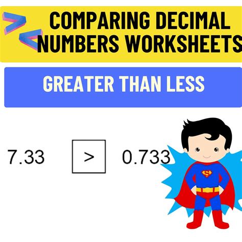 Greater Than Less Than - Comparing Decimal Numbers Worksheets | Made By ...