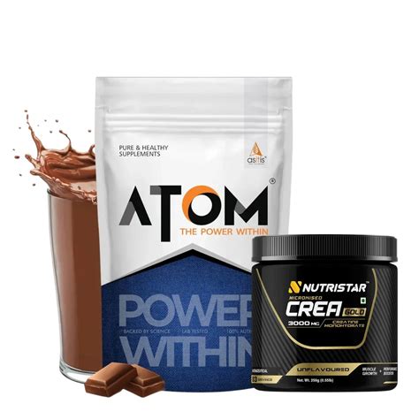 Buy AS-IT-IS ATOM PWR Whey Protein 1 Kg + Nutristar Micronized CREA ...
