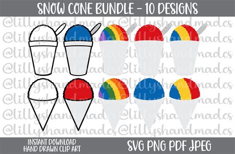 Snow Cone Svg Bundle, Snowcone Svg, Snow Cone Png, Snow Cone Clipart ...
