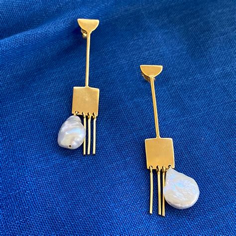 Keshi Pearl Danglers – Gold-Plated 92.5 Silver Earrings