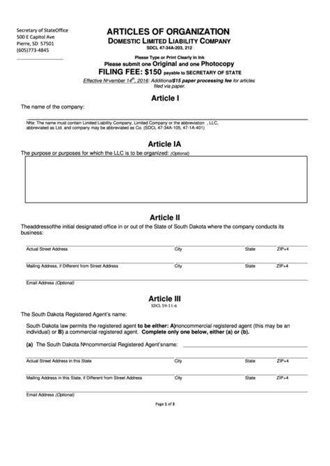 Image result for Sample Article of Organization