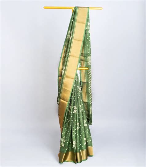 Green Woven Art Dola Silk Saree With Printed Floral Motifs-BL3752 ...