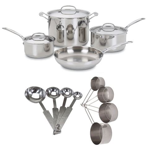 Cuisinart 777 7-Piece Chefs Classic Stainless Cookware Set Bundle with ...