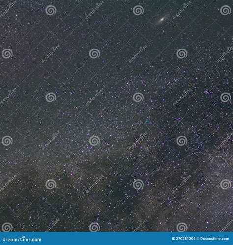 Starry Sky with Milky Way and Andromeda Nebula Stock Photo - Image of ...