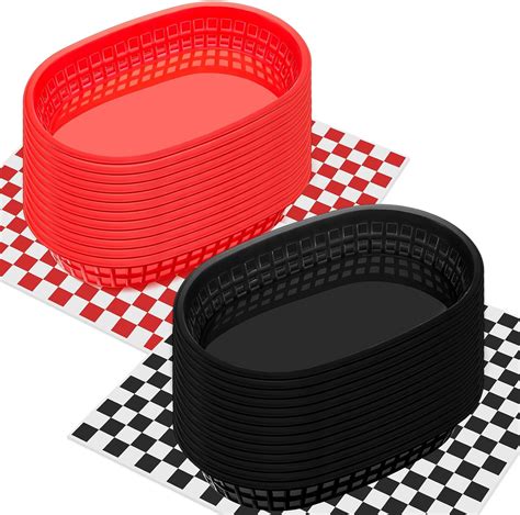 Amazon.com: Tenceur 624 Pack Fast Food Basket and Checkered Deli Liner ...