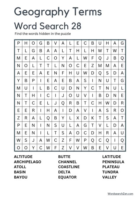 Image result for Geography Word Search Printable