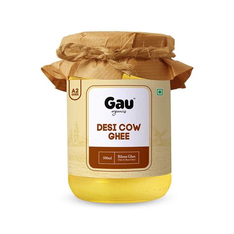 Gau Organics Cow Ghee, Pure and Natural, Hand Made Curd Churned Desi Ghee, Gluten Free, Lactose ...
