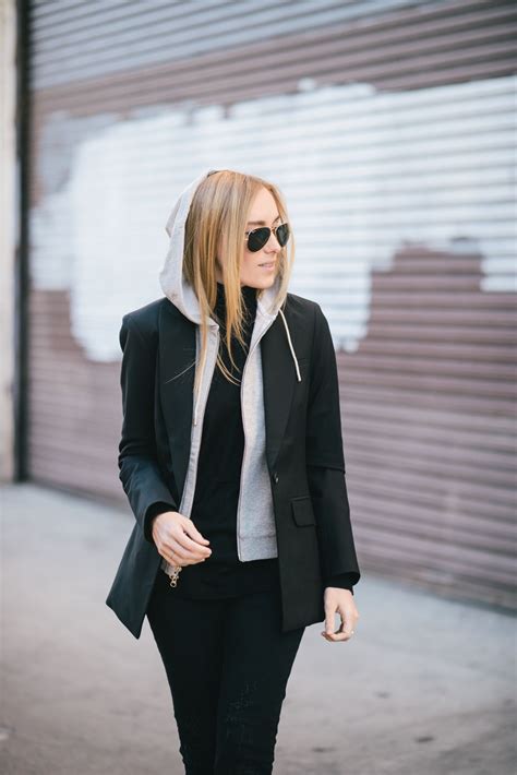 Hoodie Meets Blazer | Cold weather outfits, How to wear blazers, Hoodie ...