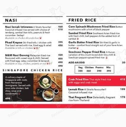 Menu at Nasi and Mee Asian Canteen, Bengaluru, Plot C3 The Bay