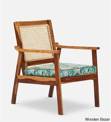 French Rattan Arm Chair in Spring Bloom Design