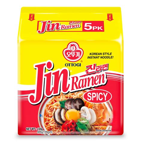 Ottogi Jin Ramen Korean Style Instant Noodles Spicy Flavor 120g, Pack ...