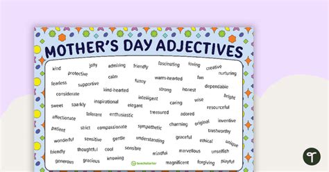 What's the Word? Mother's Day Descriptive Words | Teach Starter
