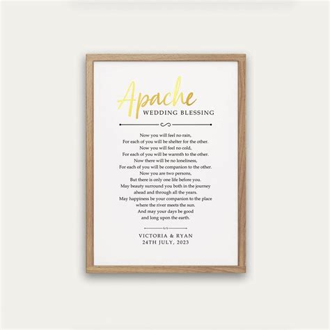 Custom Apache Wedding Blessing, Personalized Wedding Poem, Marriage ...