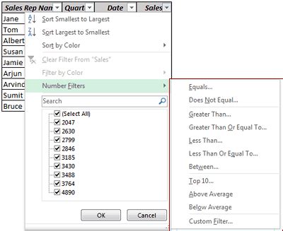Excel Data Filter 的图像结果