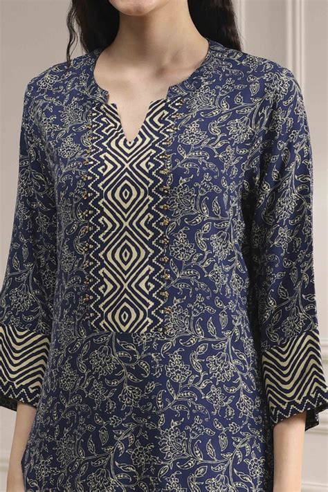 Buy Blue Printed Straight Kurta Online at Biba India