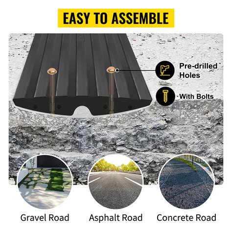 VEVOR 2 Pack Driveway Rubber Curb Ramps Kit Heavy Duty Car Threshold ...