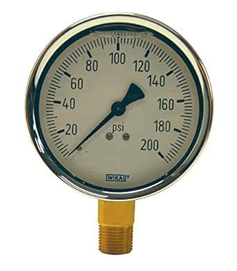 Dixon GLBR400-4 Brass Liquid Filled Gauge with 4" Face, 1/2" Lower ...